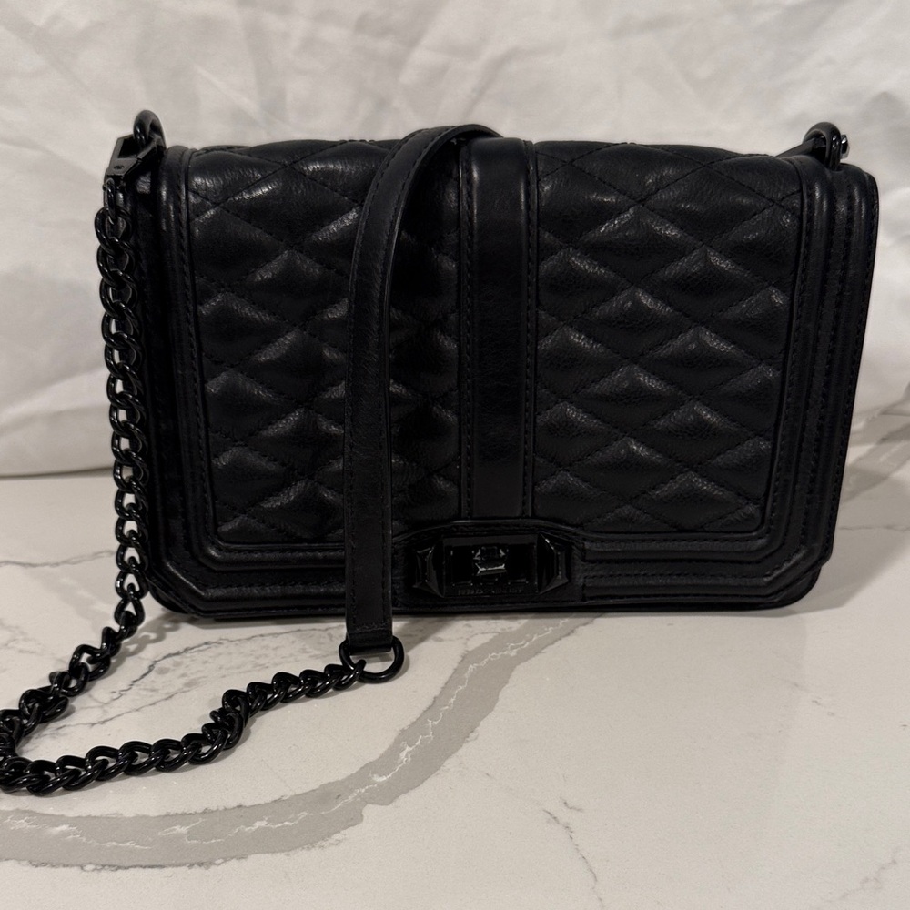 Black Quilted Chain Shoulder Bag